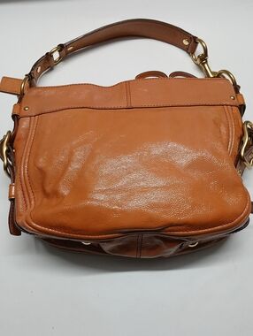 Coach Zoe 12735 Leather Shoulder Bag in Cognac Brown